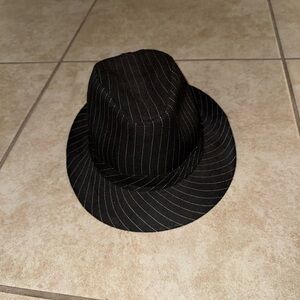 Elegant Vintage OG Black White Pinstripe Fedora Hat